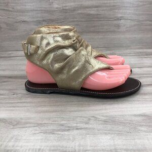Nordstrom Sandals Women's 5 Shimmer Copper Gold Leather Thong Slouch Flat Shoes